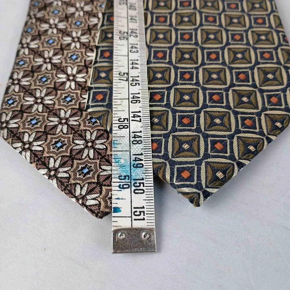 Lot‎ Of 2 BRUNO PIATTELLI Men's Tie Jacquard 100% Silk Hand Made 59.5